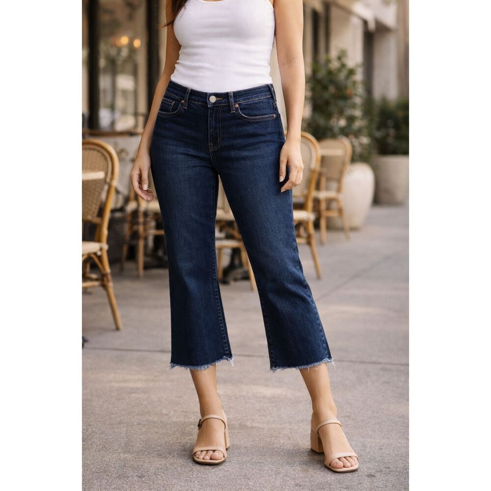 Marques Almeida Capri Flared Raw Hem Rigid Denim Blue 10